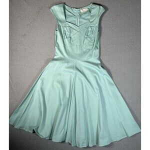 Fe Die Fit And Flare Sleeveless Light Turquoise Dress Size Small 50s Style Pinup